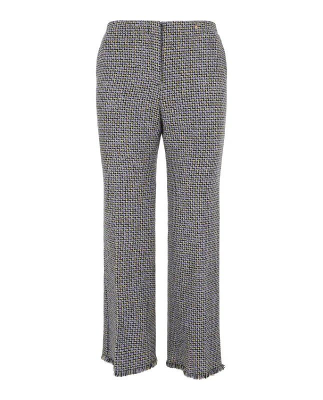 Cotton-Blend Tweed Bootcut Pants