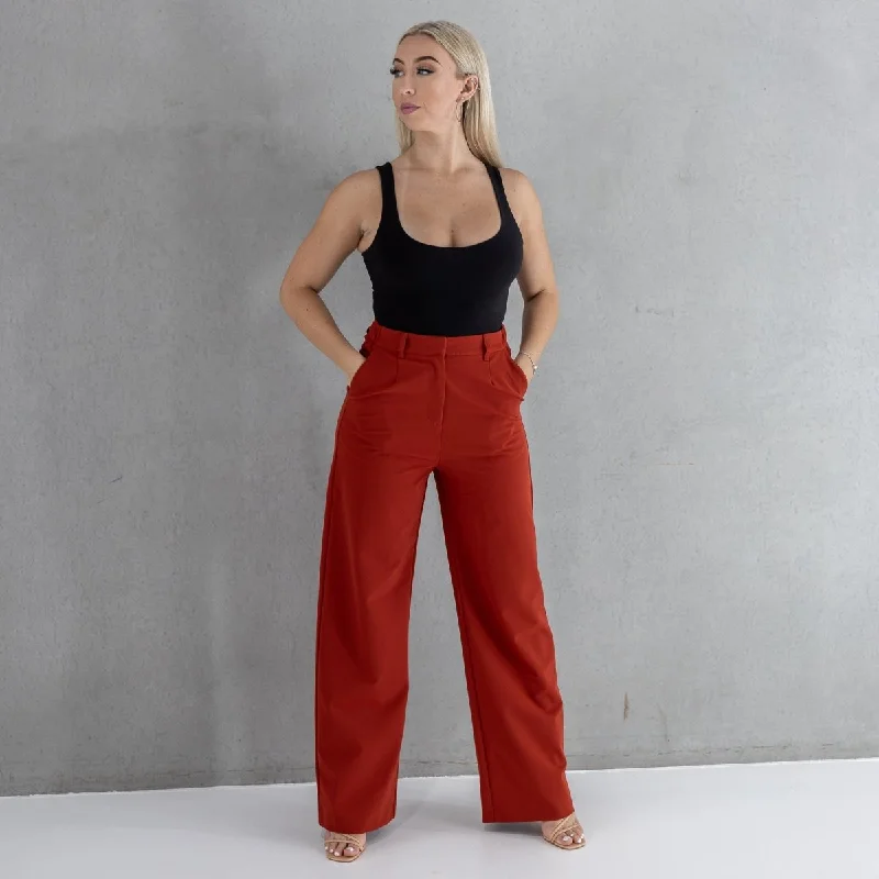 Impact Wide Leg Pants - Burnt Sienna