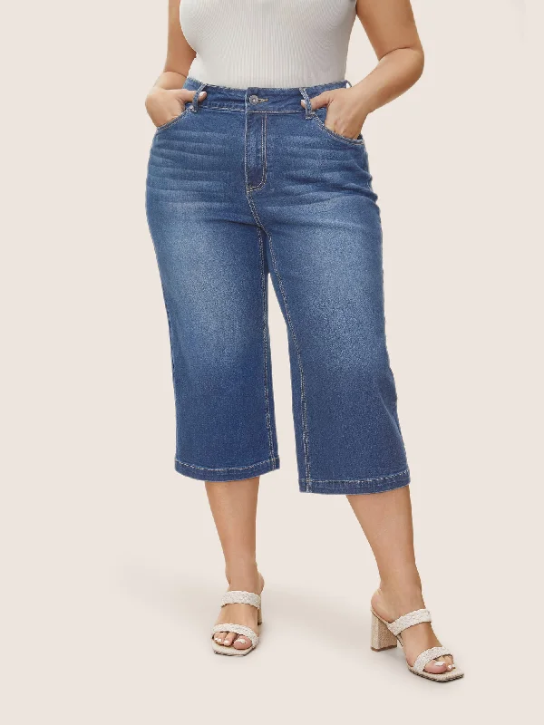 Medium Wash Wide Leg High Stretch Jeans