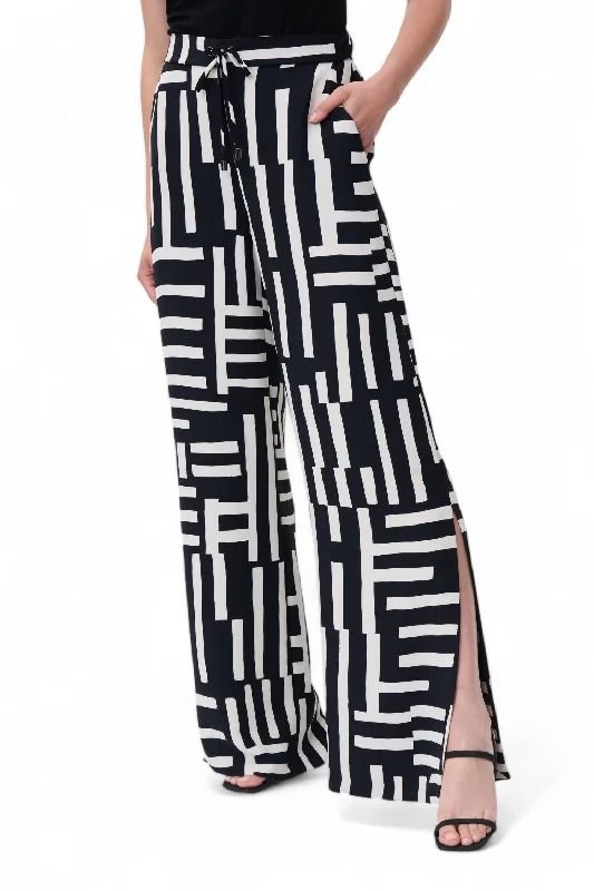 Print Pant In Black Beige