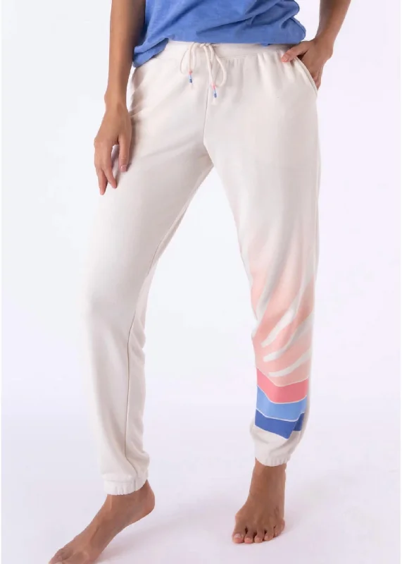 Sun Stripe Banded Pants In Stone