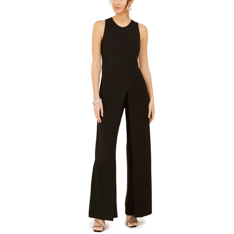 Adrianna Papell Womens Overlay Jumpsuit, Black, 6