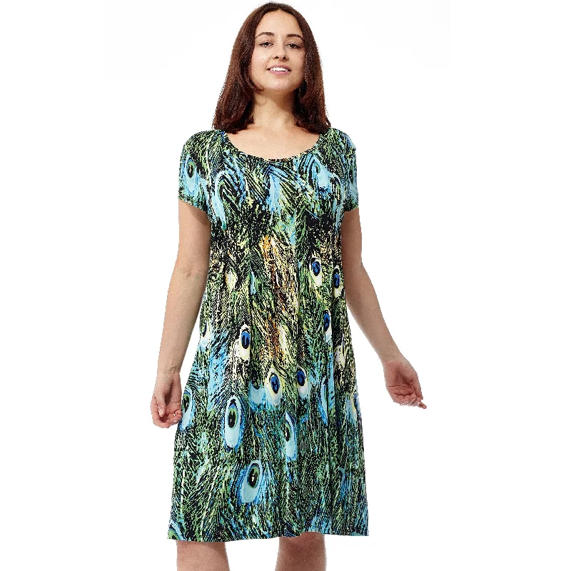 La Cera Women's Multicolor Polyester/Spandex Short Sleeve Printed Dress