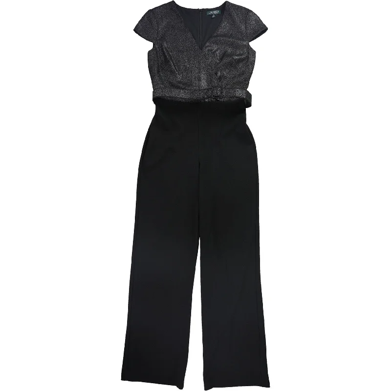 Ralph Lauren Womens Belted Jumpsuit, Black, 2