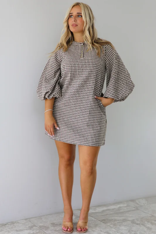 PRE-ORDER: There You Are Tweed Mini Dress: Coffee/Cream