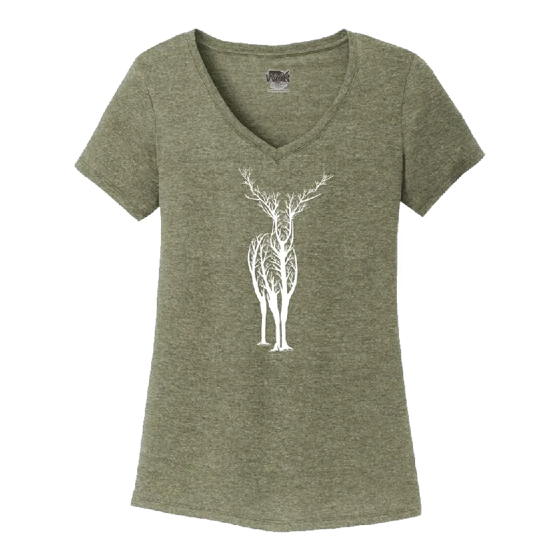 Deer Tree Women's V-Neck Tee