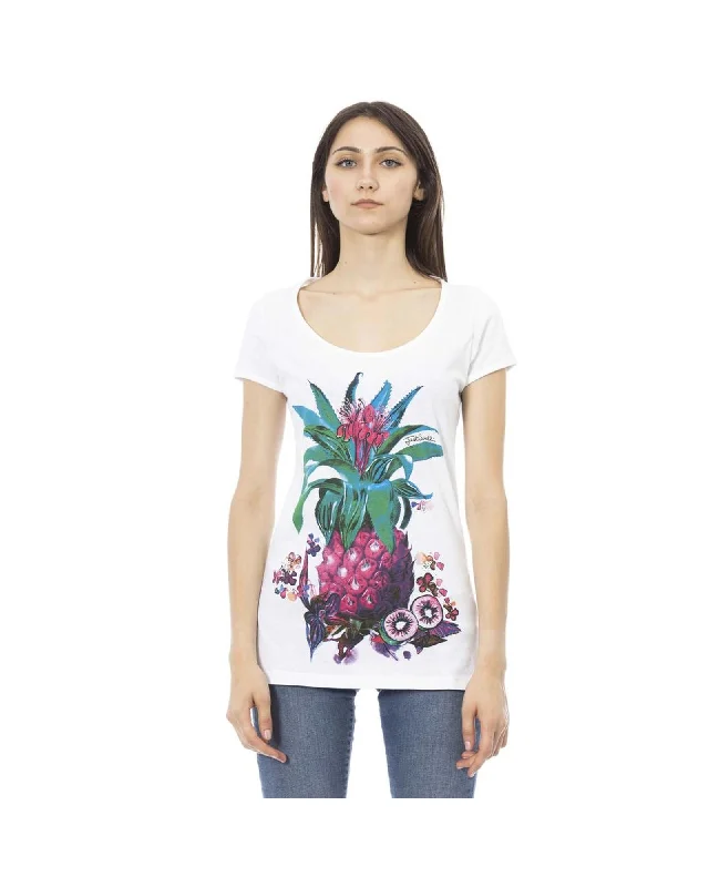 Just Cavalli Women's White Cotton Tops & T-Shirt - M