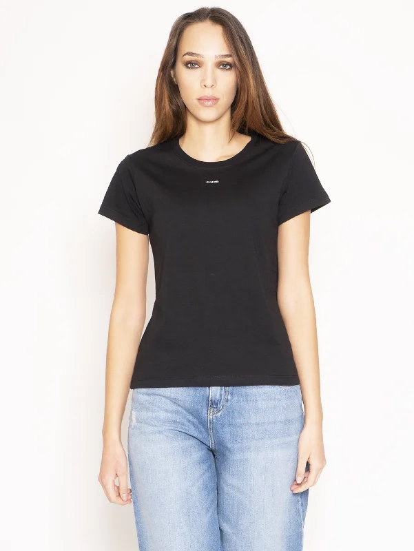 T-Shirt Basico con Micro Stampa Nero