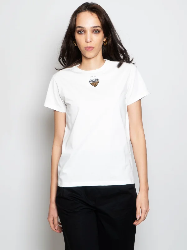 T-shirt con  Cuore Ricamato Bianco