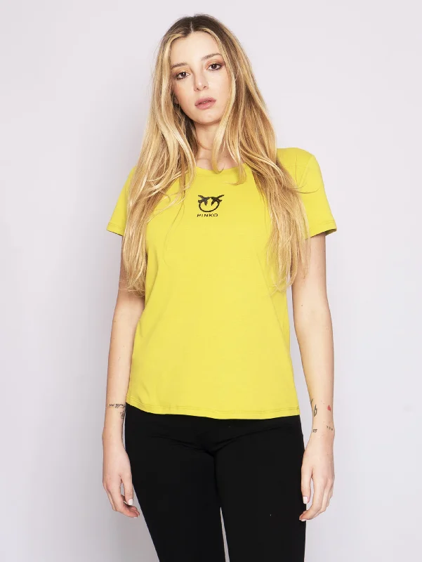 T-shirt con Logo Ricamato Lime