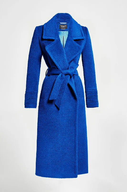 Bouclé Alpaca Long Notched Collar Wrap Coat