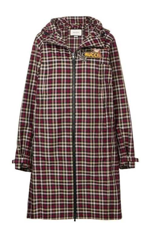 Embellished Plaid Coat