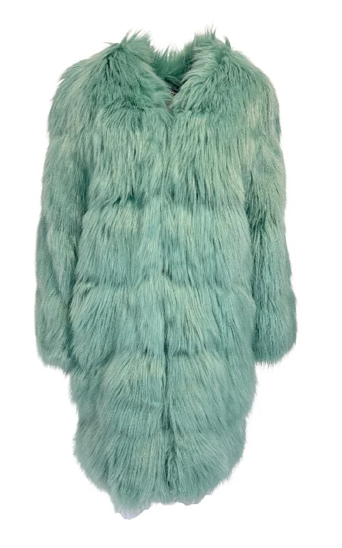 Faux Fur Coat in Mint Color