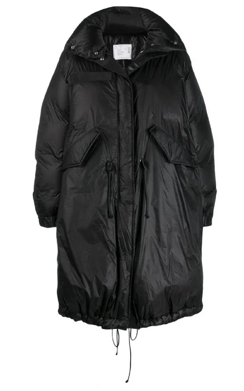 Black Down High Neck Padded Parka