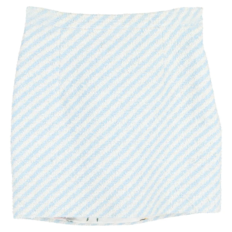 Alessandra Rich Stripe Mini A-Line Skirt in Multicolor Cotton Tweed