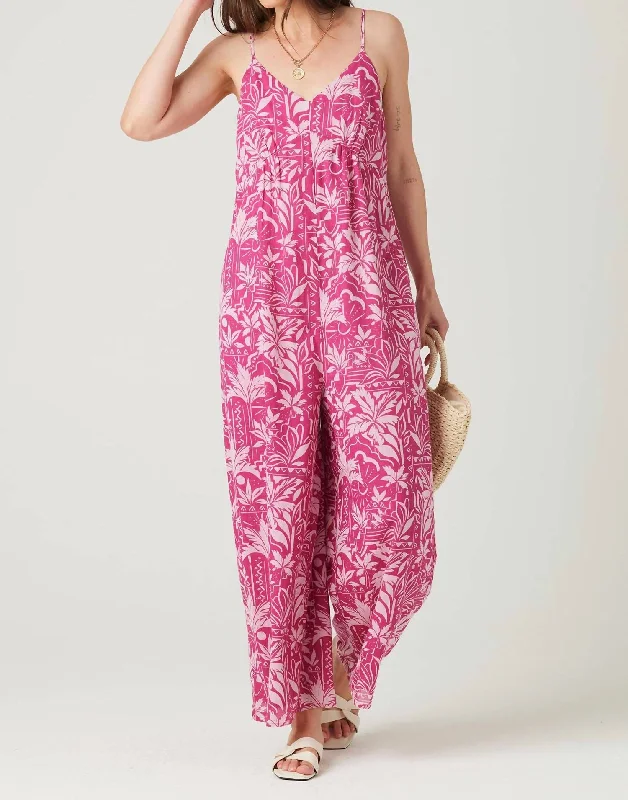 Arnaz Jumpsuit In Bright Fuchsia