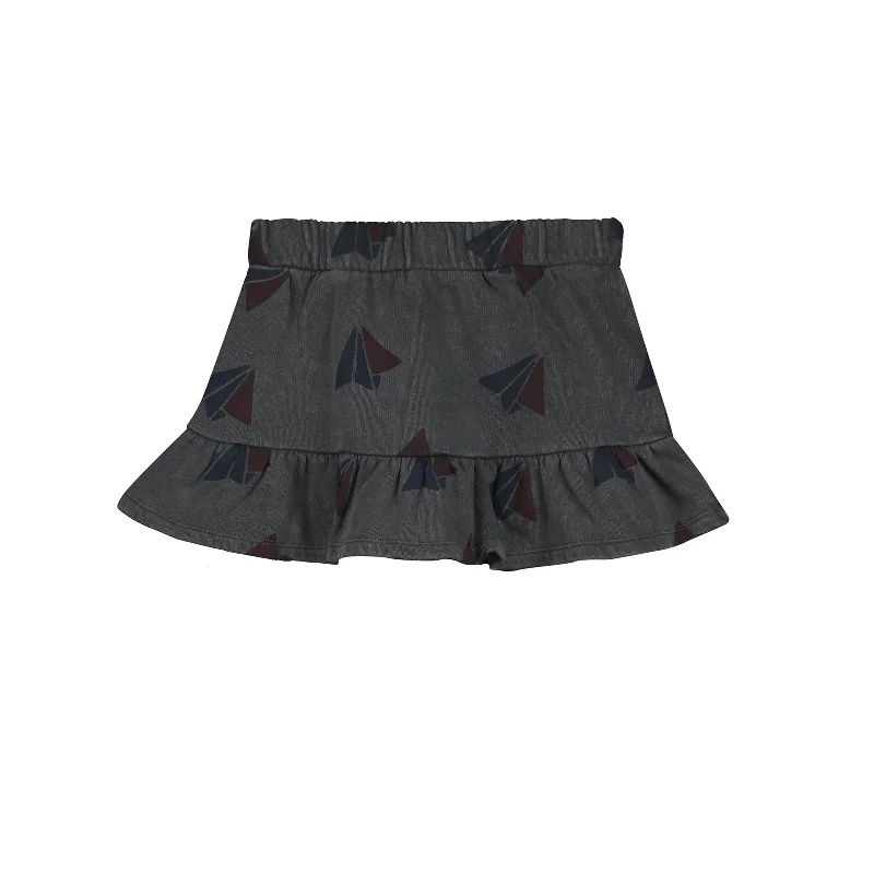 BONMOT GREY PAPER PLANE RUFFLE SKIRT [Final Sale]