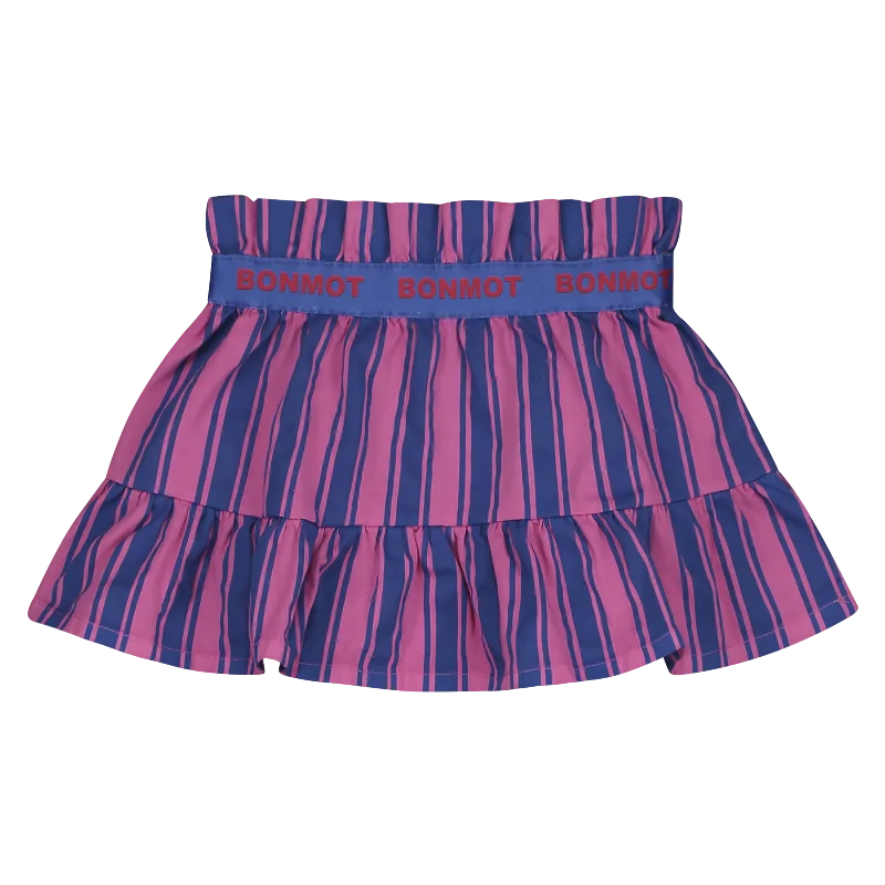 BONMOT RASBERRY STRIPED RUFFLE SKIRT [FINAL SALE]