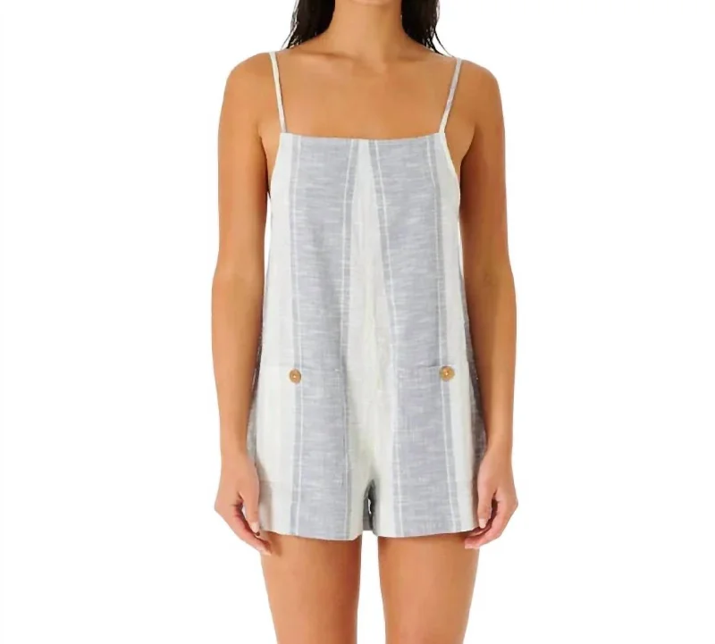 Classic Surf Stripe Romper In Blue