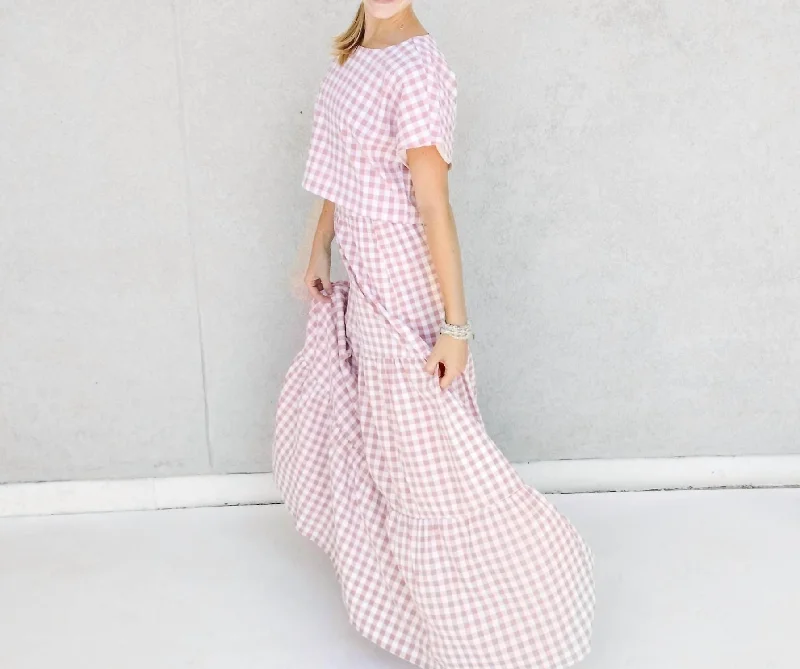 Gingham Set In Pink And White