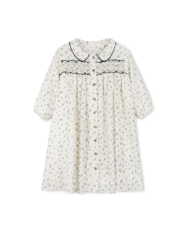 LILOU FLORAL GAUZE COLLARED BUTTON DOWN DRESS [FINAL SALE]