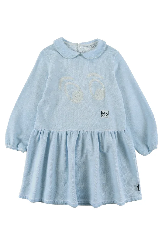 LOUD LIGHT BLUE EYES PATCH COLLAR DRESS [Final Sale]