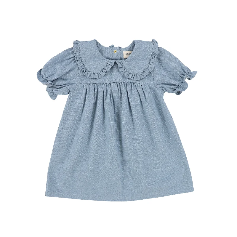 LOUIS LOUISE CHAMBRAY PETER PAN COLLAR PUFF SLEEVE DRESS [Final Sale]