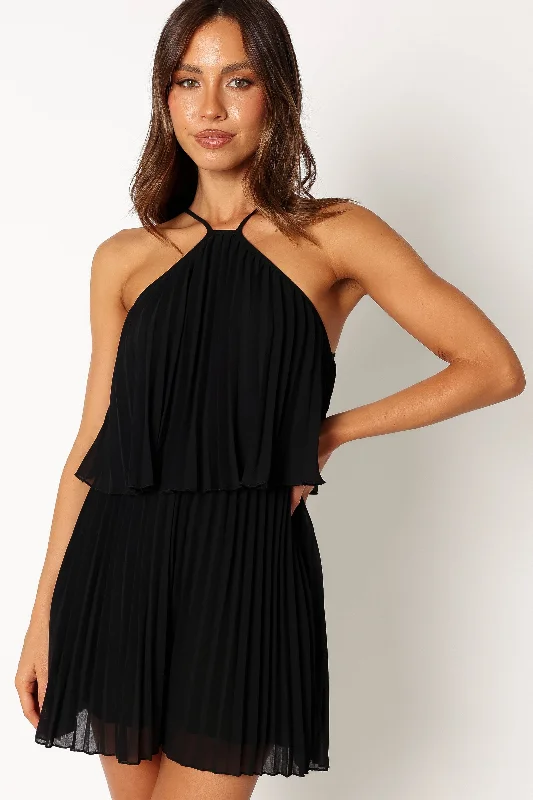 Magnolia Pleat Romper - Black