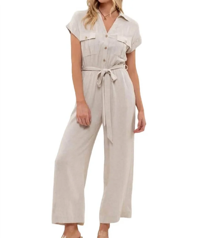 Melanie Wide Leg Jumpsuit In Natural