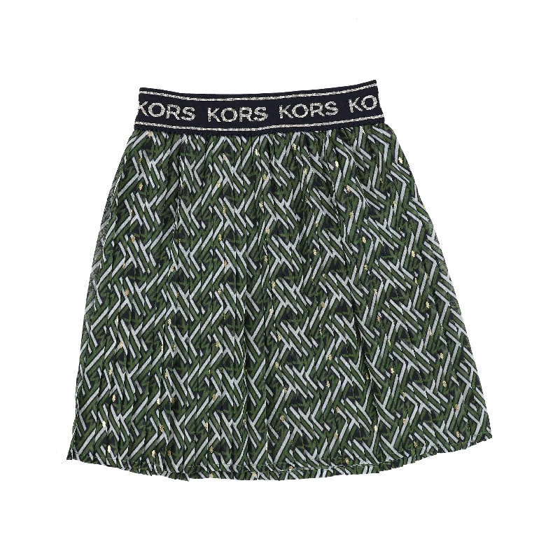 MICHAEL KORS GREEN DESIGN PLEATED SKIRT [Final Sale]