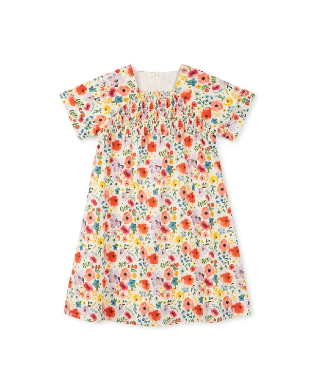 PAPILLON MULTI COLOR FLORAL PRINTED SMOCKED DRESS [FINAL SALE]