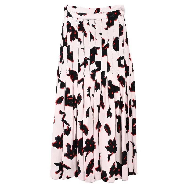 Proenza Schouler Floral Print Pleated Midi Skirt in Multicolor