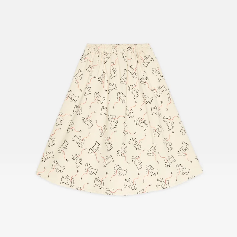 WEEKEND HOUSE IVORY DOG PRINT FLARE SKIRT [Final Sale]