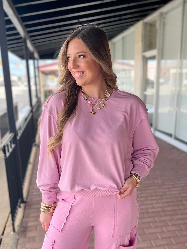 Laid Back Sweatshirt-Rose Pink