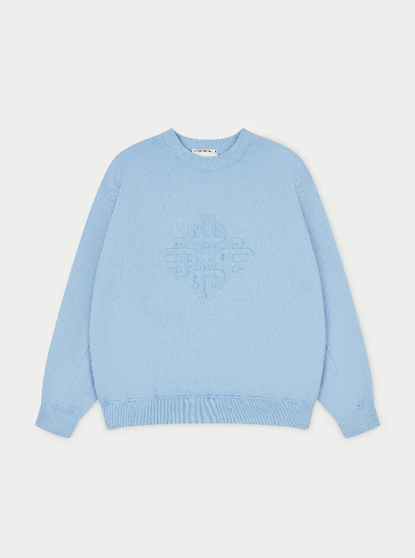 EMBLEM EMBOSSED OVERSIZED CREW - BLUE