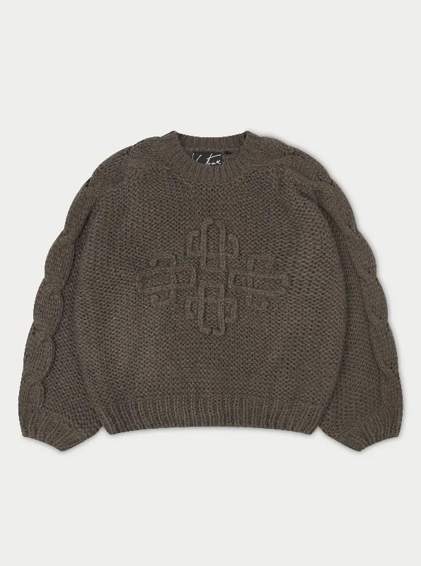 EMBLEM OVERSIZED KNIT JUMPER - COCOA