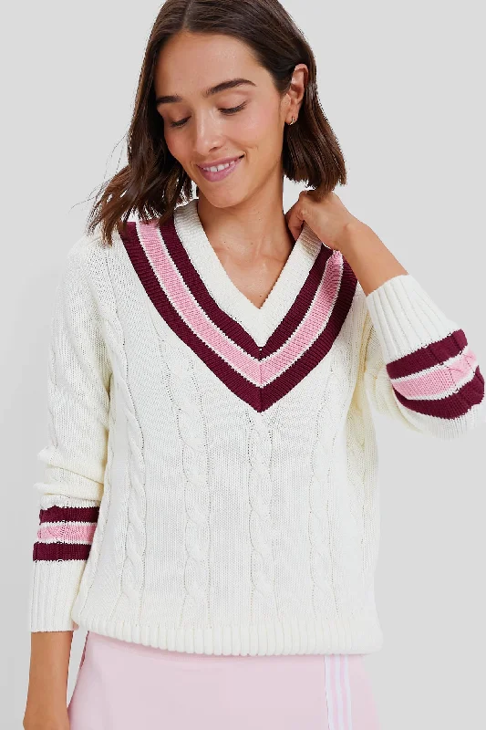 Marshmallow Cable V-Neck Sweater