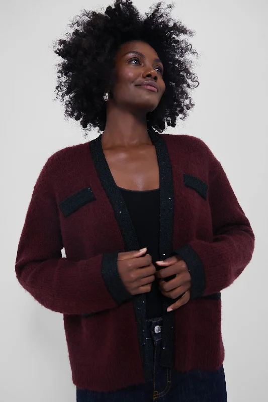 Oxblood Boucle Fallon Cardigan