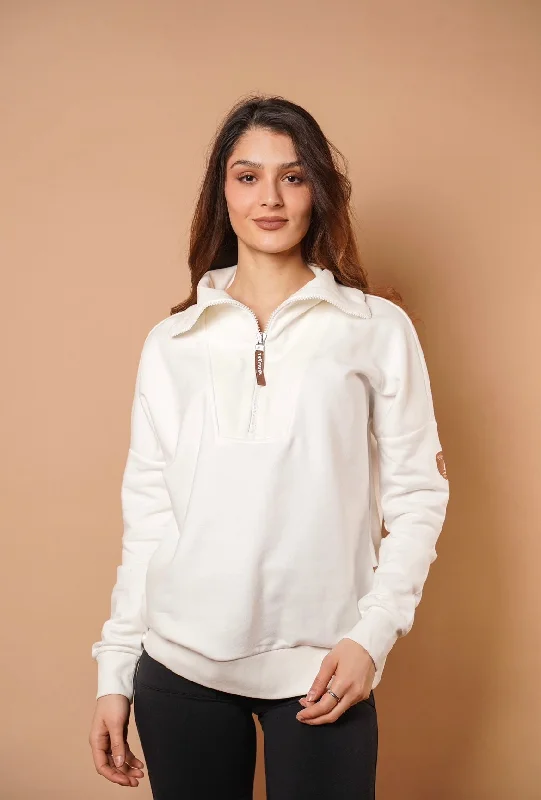 Padma Ivory Half-Zip Sweatshirt